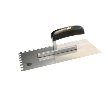 Plakspaan, getand, RVS  280 - 4 x 4